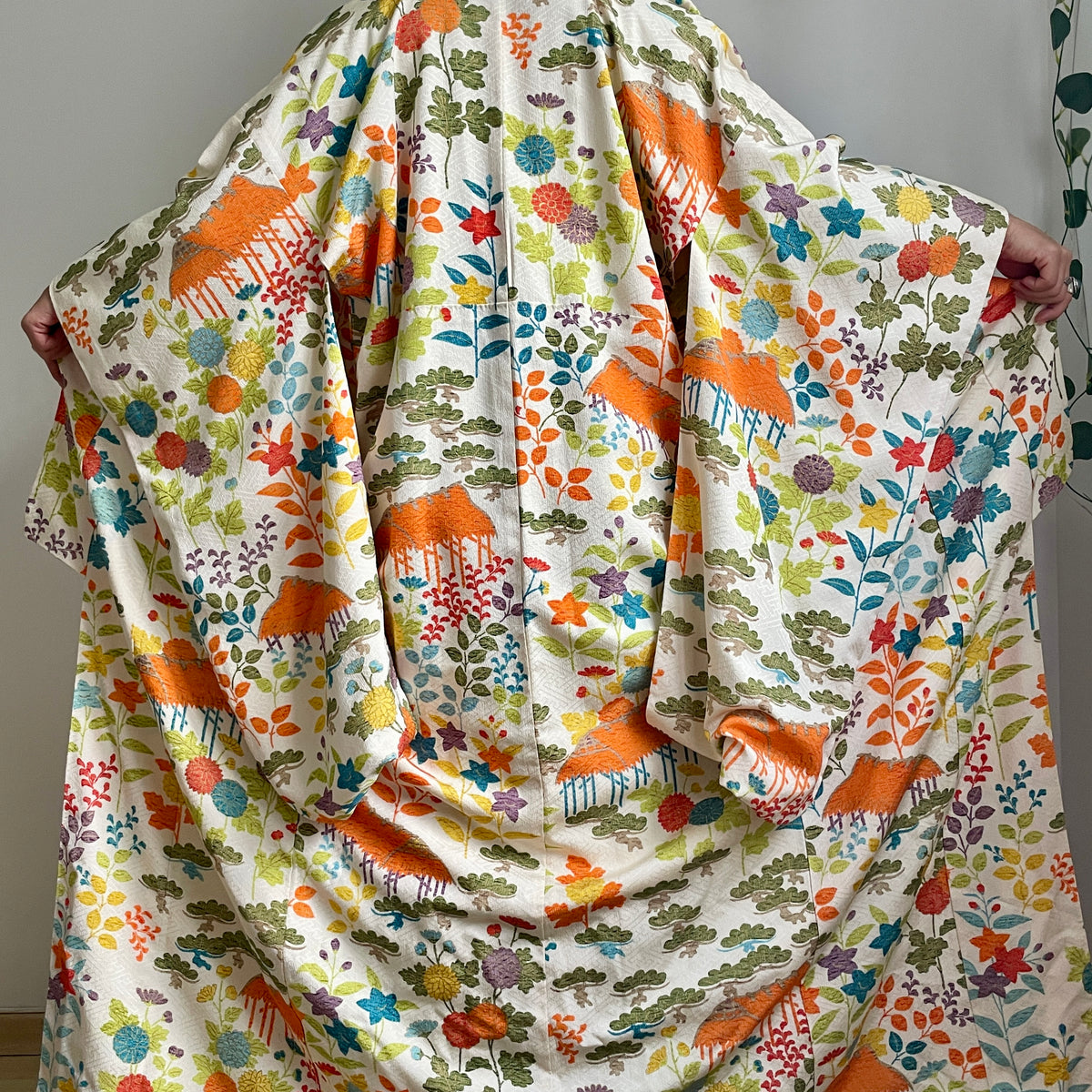Kimono Furisode Japanese Spring Garden in Silk