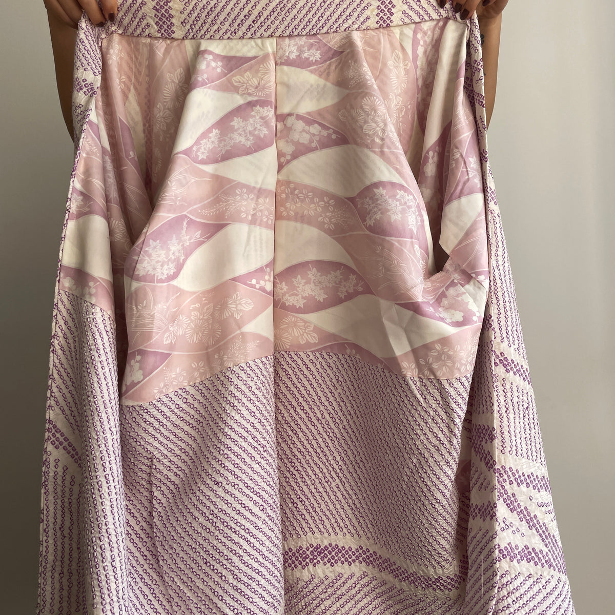 Haori White with Shibori Technique in Purple Silk