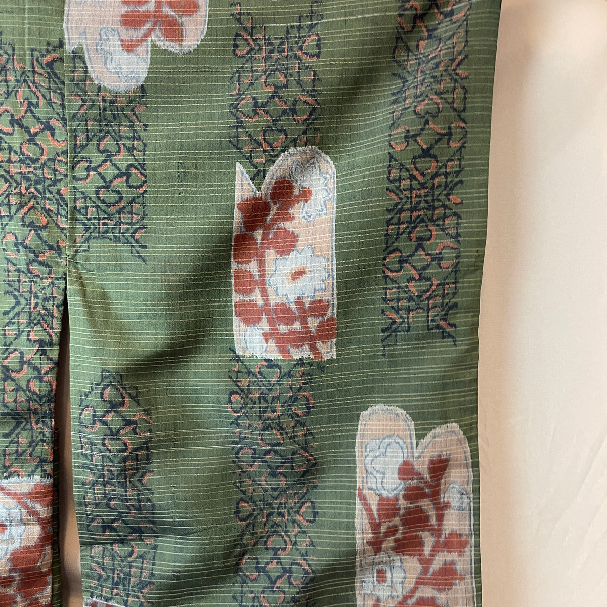 Haori Meisen Moss Green with Daruma Red Interior in Silk