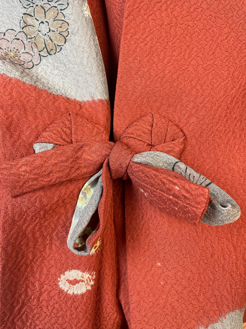 Haori Envelope Deep Red with Shibori Flowers