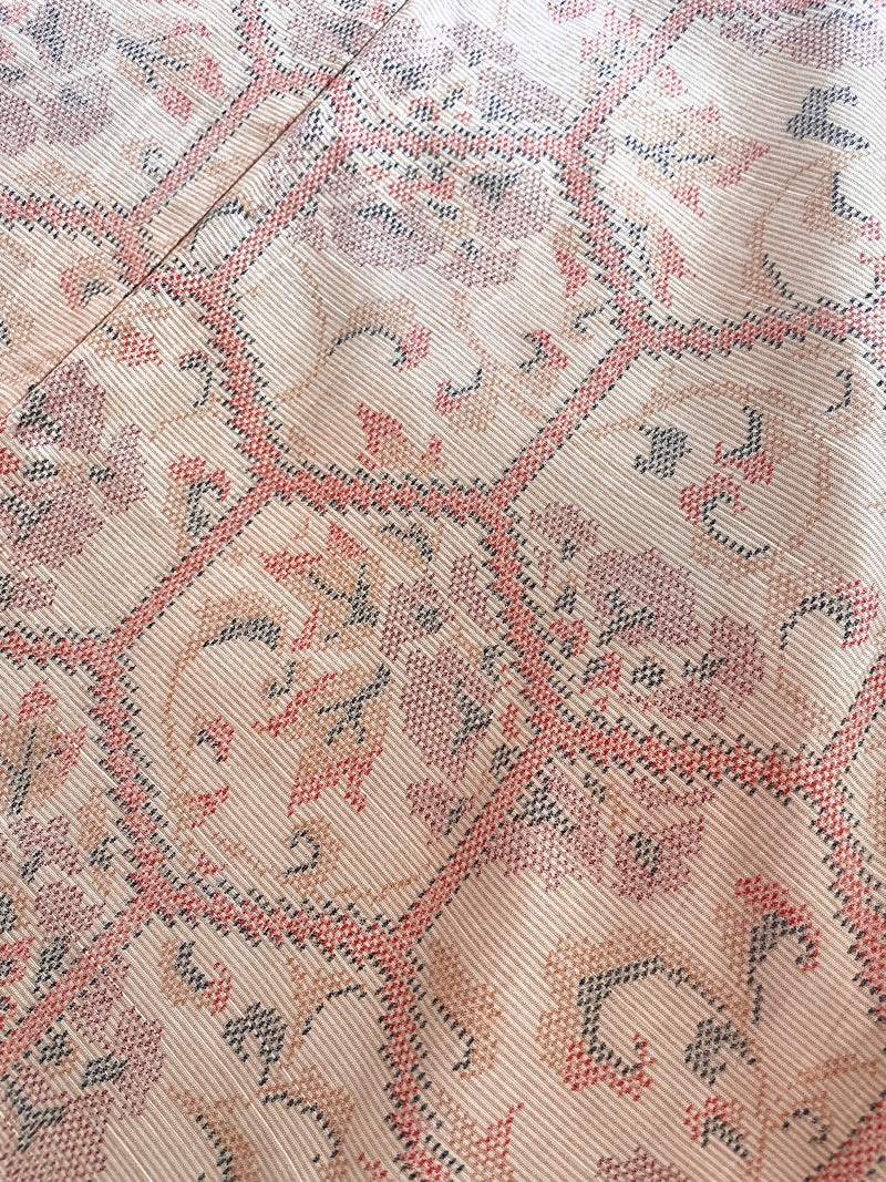 Short Kimono Single Layer in Earthy Peach Tsumugi Silk