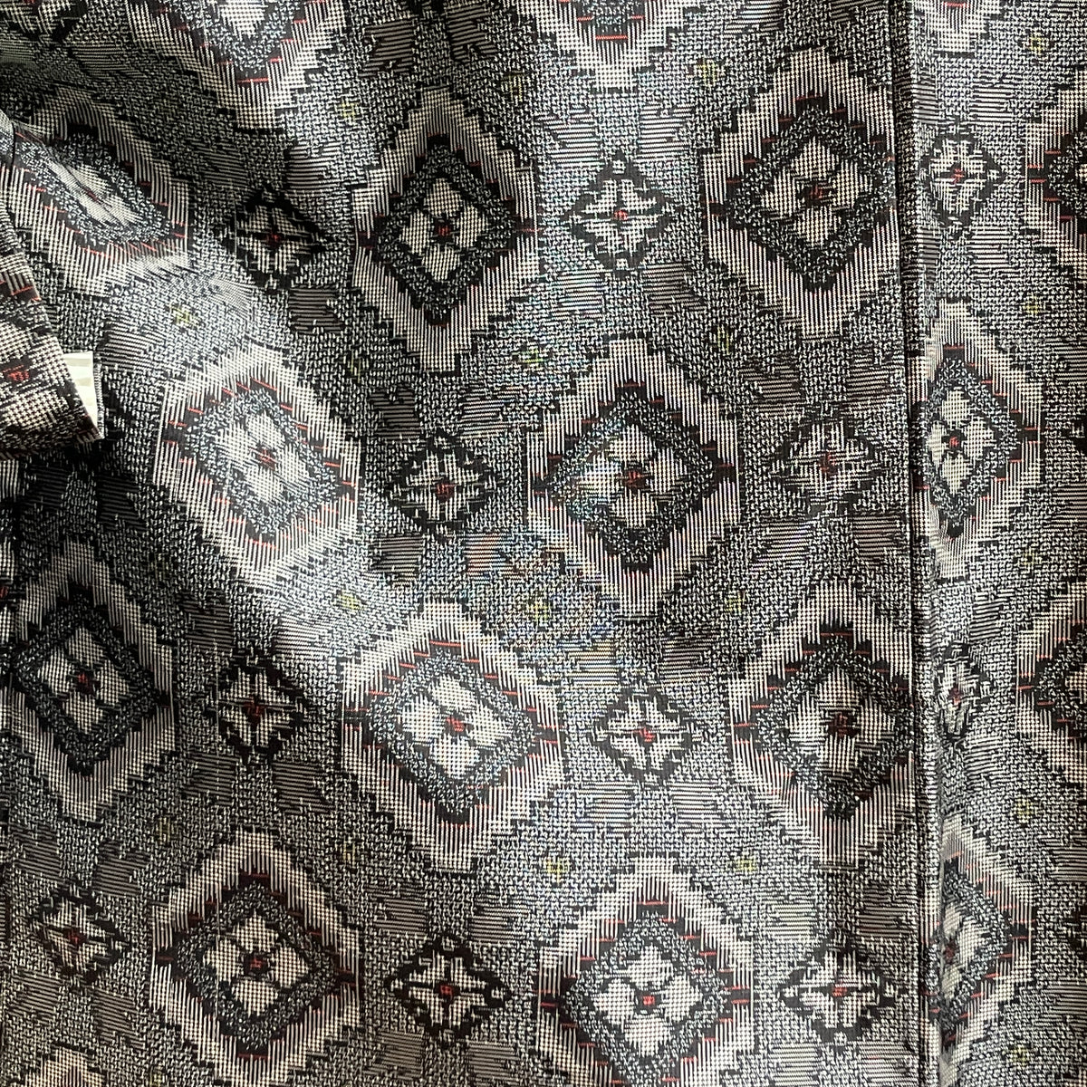 Haori Grey Geometric in Tsumugi Technique in Silk