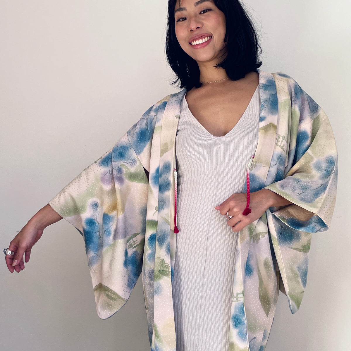 Haori Dreamy Watercolor Garden in Silk