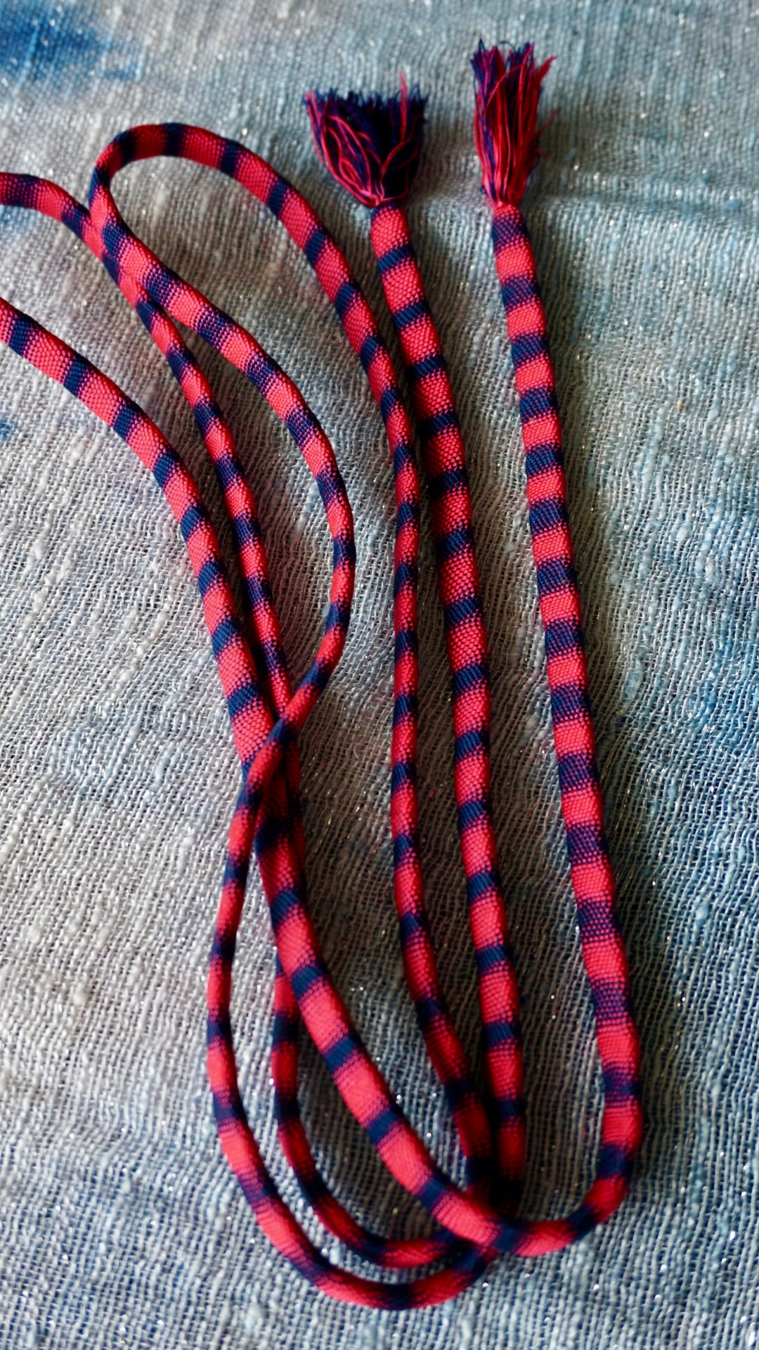 Obijime Flat Stripes Pink Navy in Silk