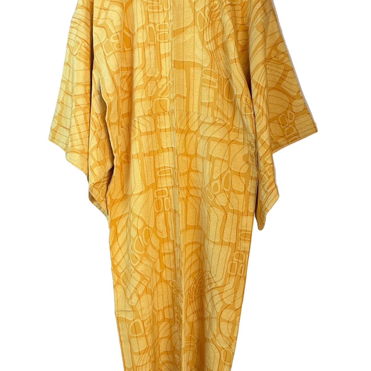 Kimono Mustard Yellow Lines and Forms in Silk with Belt