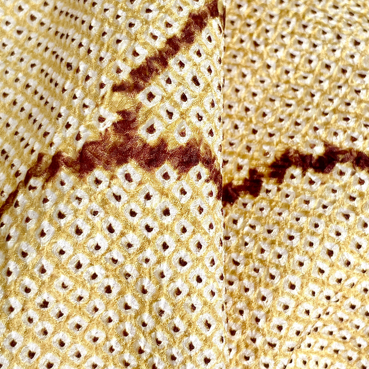 Haori Shibori Yellow with Chocolate Lines in Silk