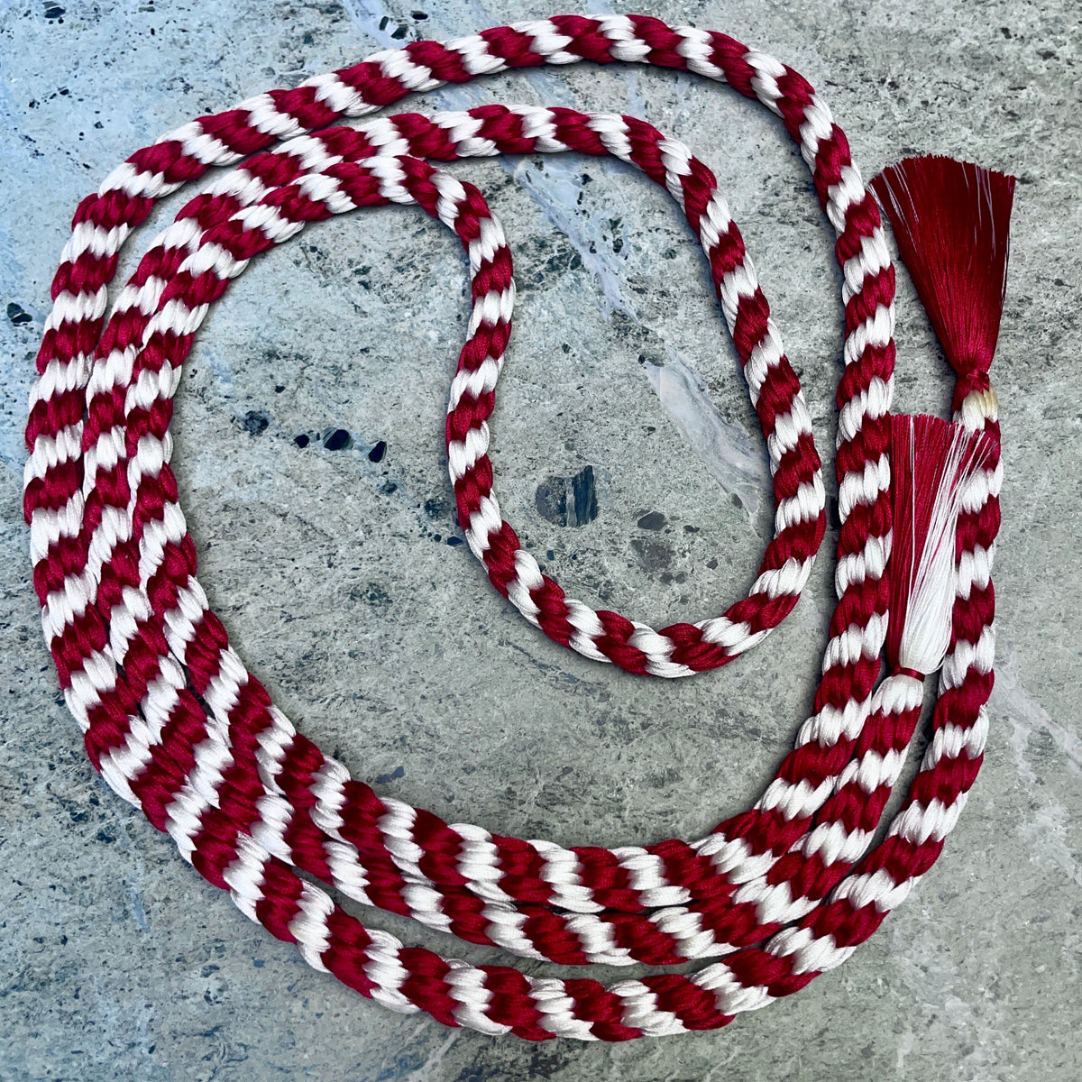 Obijime Belt Round Braided Peppermint Red White