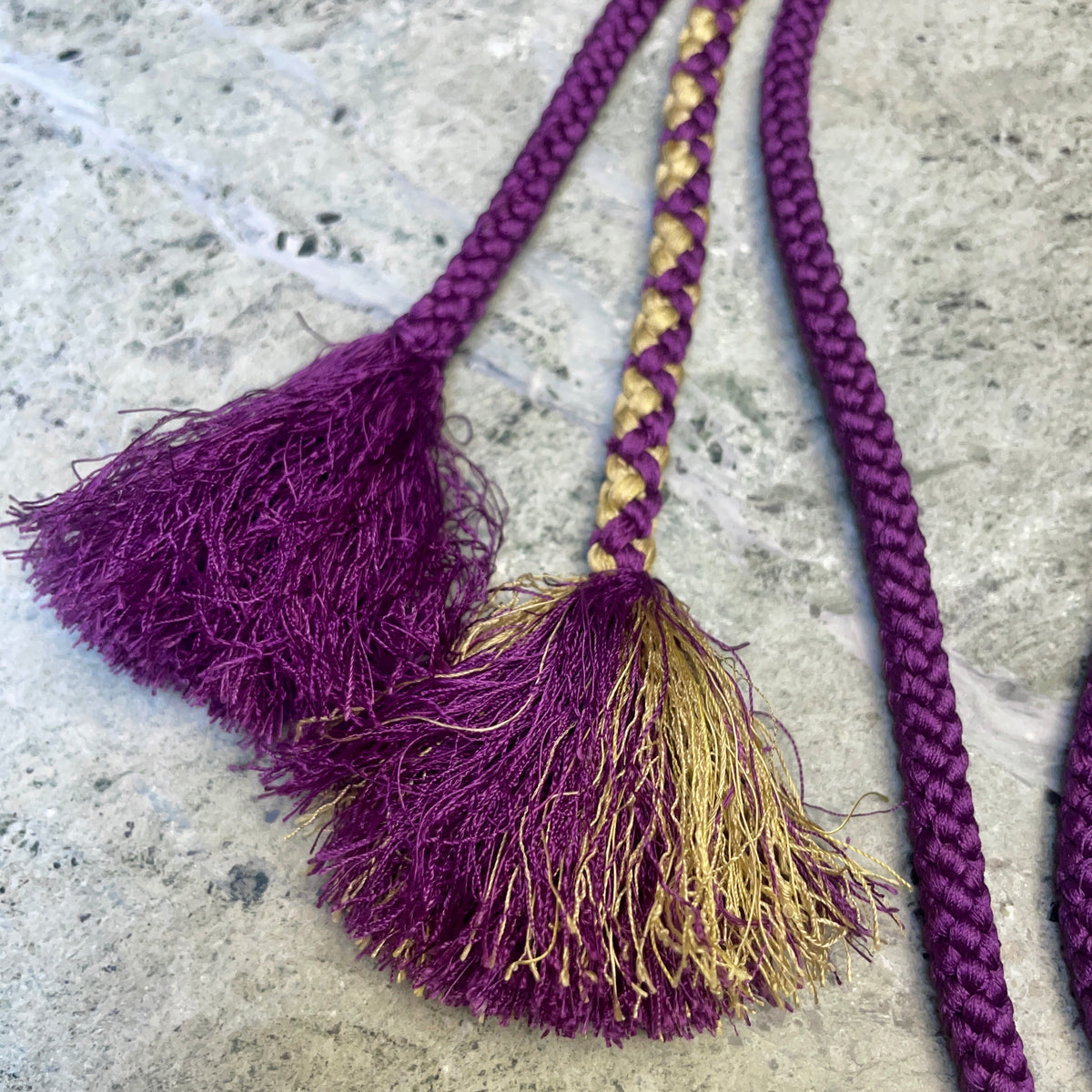Obijime Round Purple and Gold in Silk