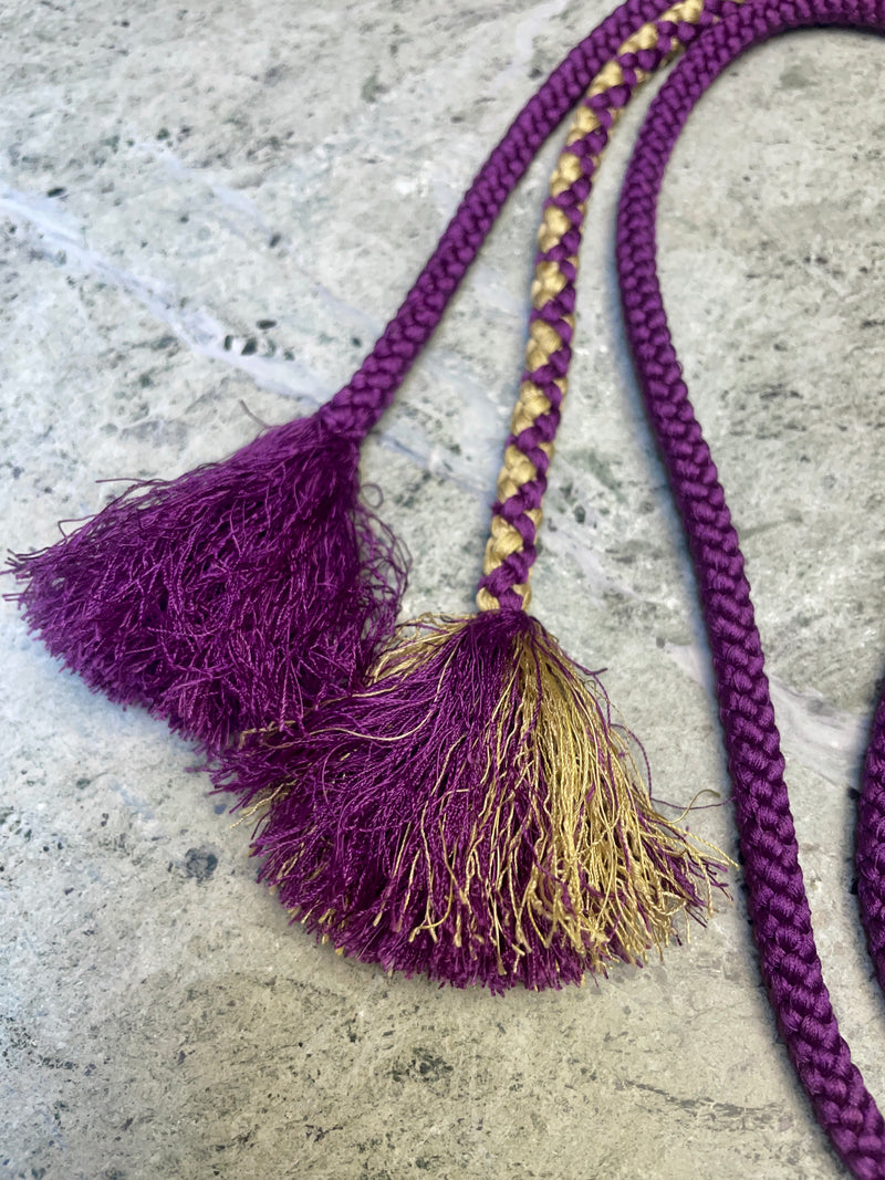 Obijime Round Purple and Gold in Silk
