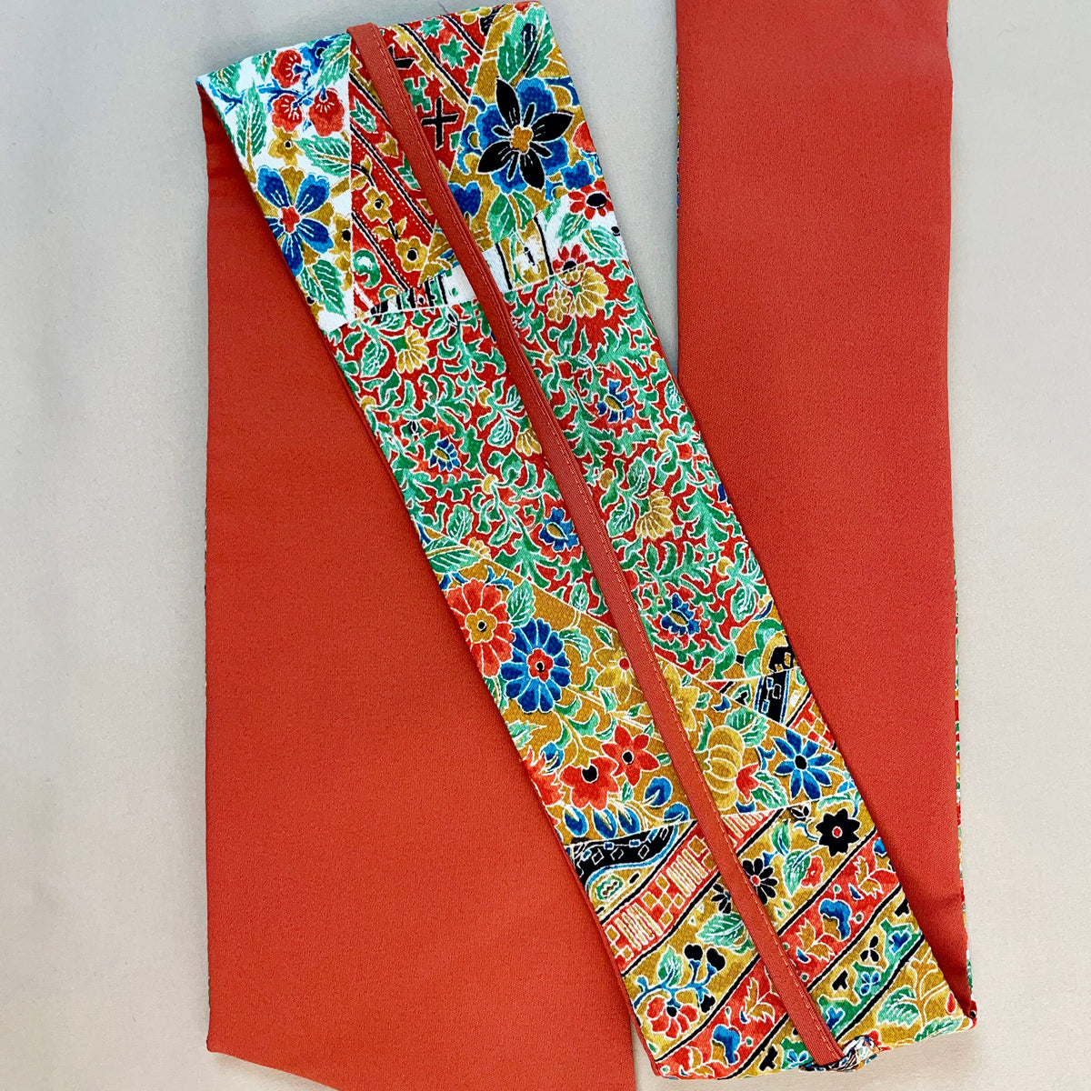 Asymmetrical Belt Made from Kimono Silk Fabric Jardin