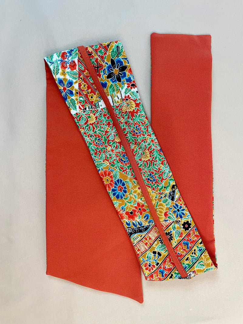 Asymmetrical Belt Made from Kimono Silk Fabric Jardin