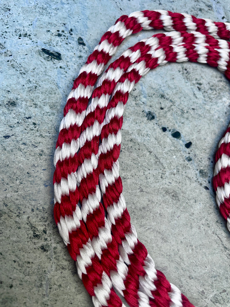 Obijime Belt Round Braided Peppermint Red White