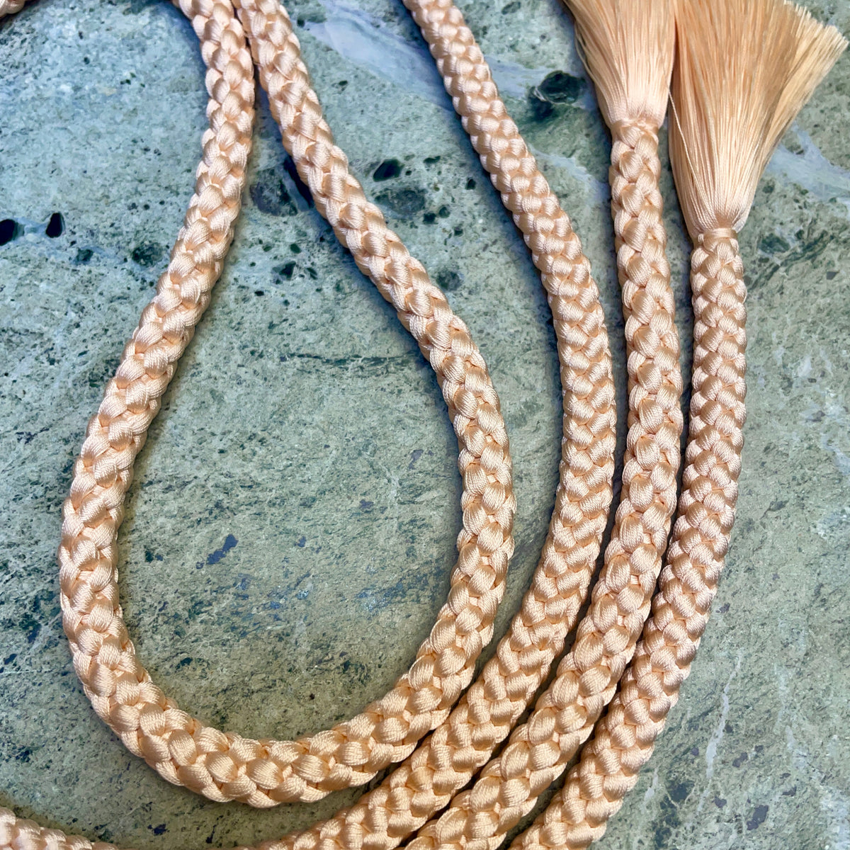Obijime Belt Two Braids Round Rose Cream in Silk