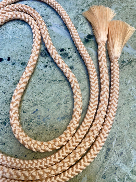Obijime Belt Two Braids Round Rose Cream in Silk