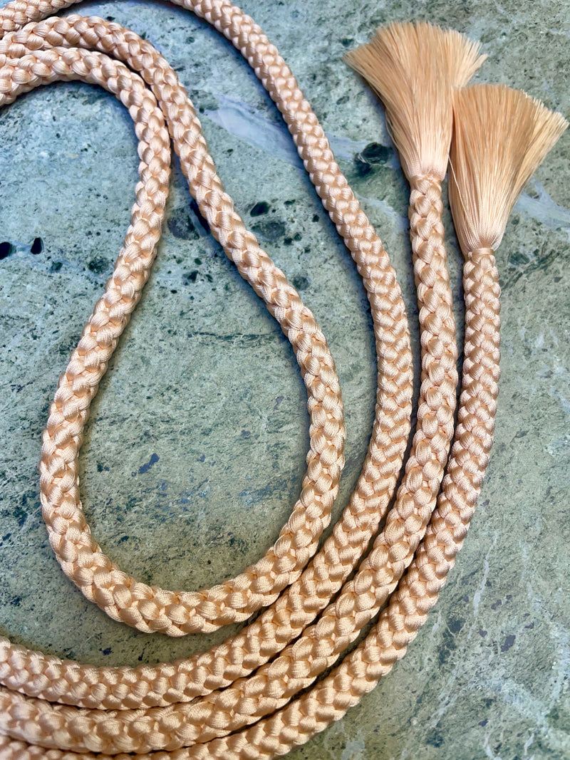 Obijime Belt Two Braids Round Rose Cream in Silk