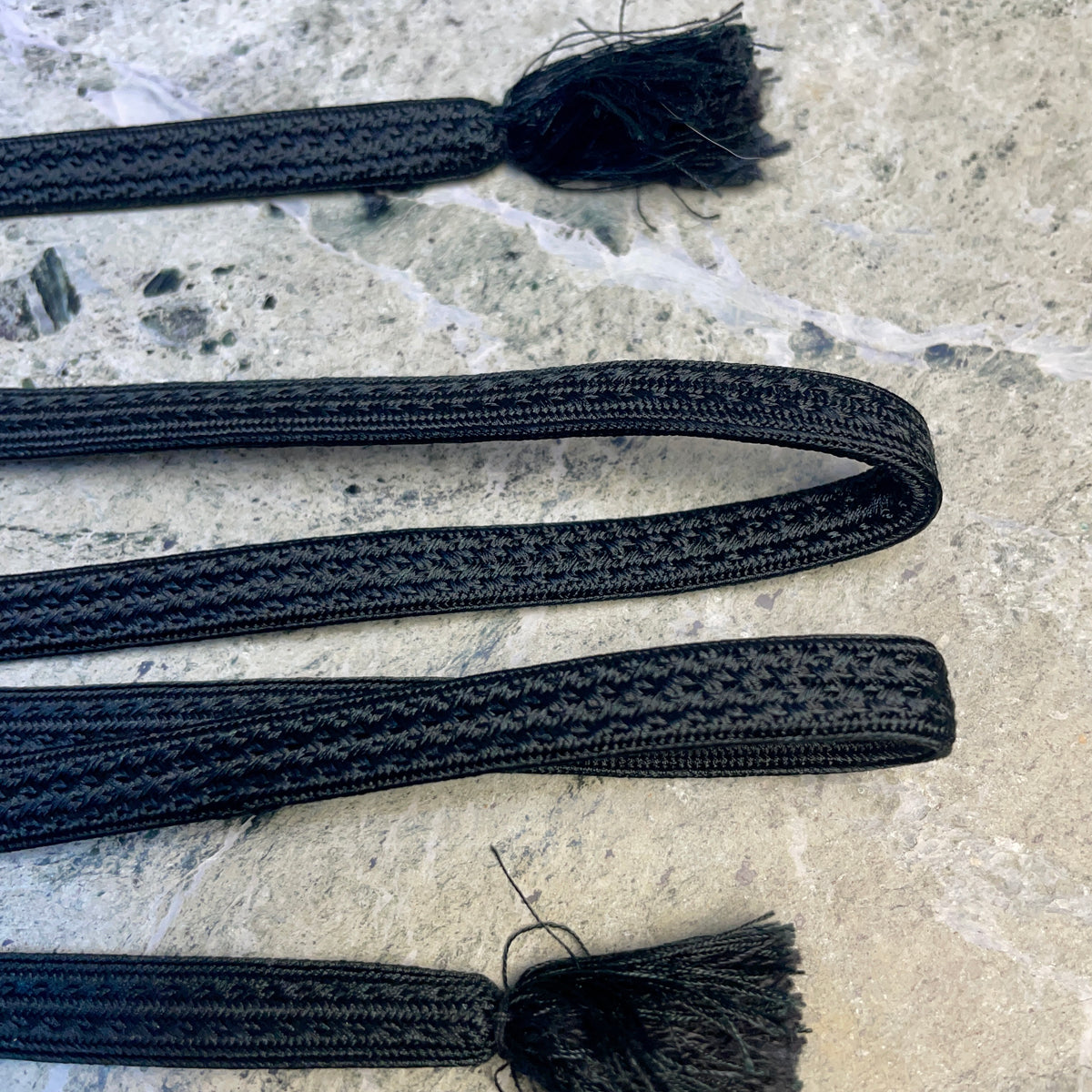Obijime Belt Flat Black Braid in Silk