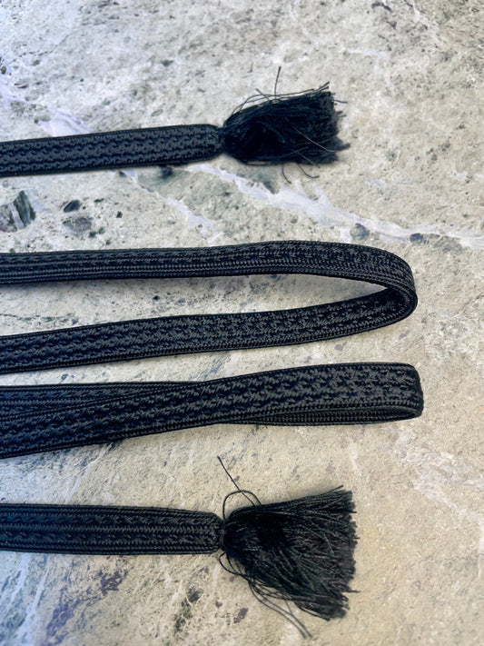 Obijime Belt Flat Black Braid in Silk