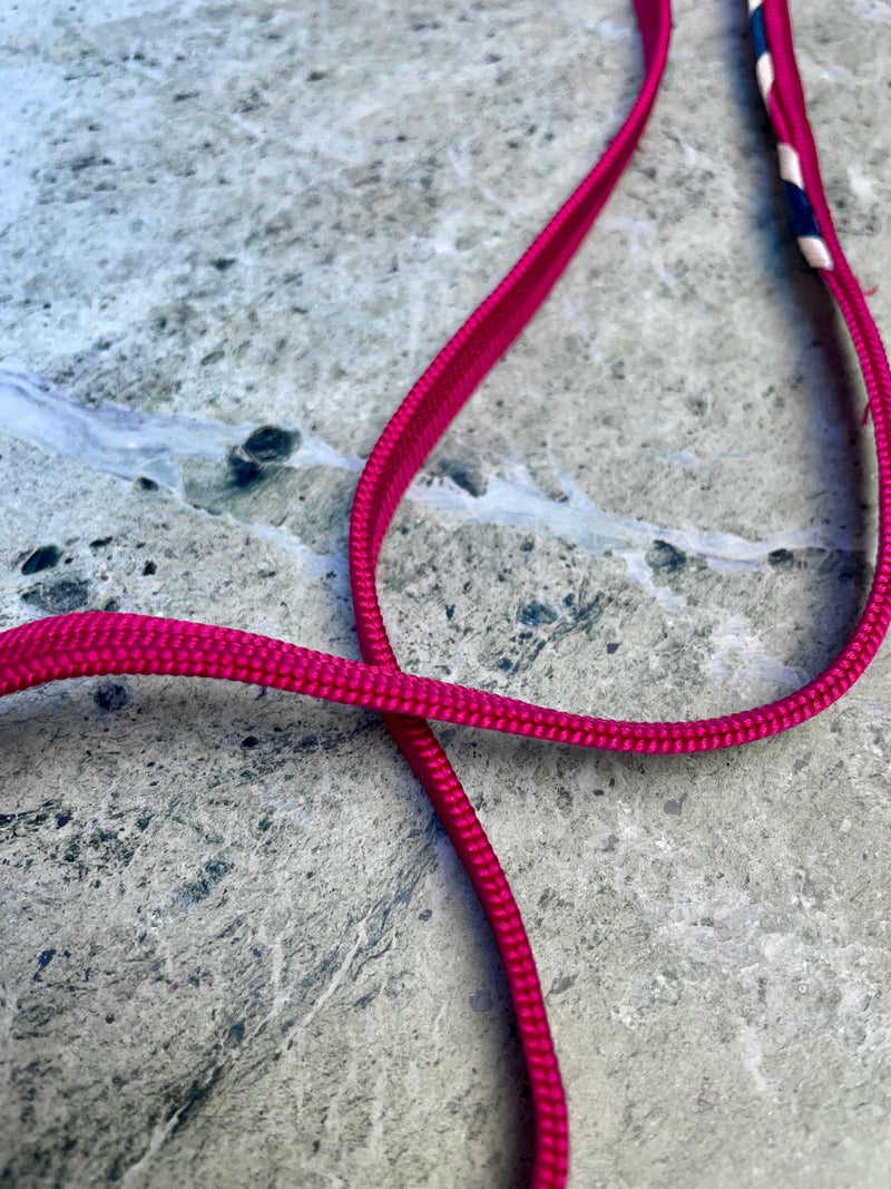 Obijime Belt Flat Deep Magenta with Dark Blue Arrows