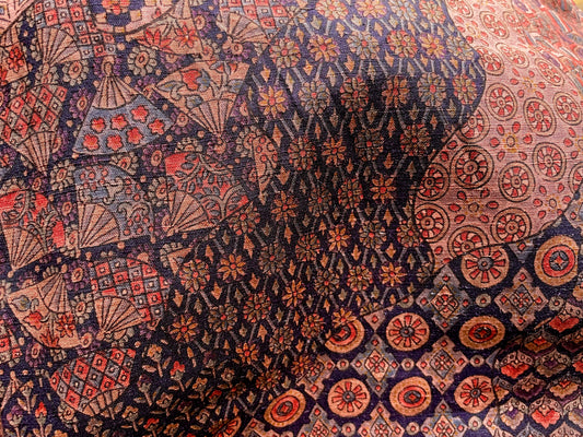 Kimono with Japanese Patterns in Deep Earthy Warm Browns