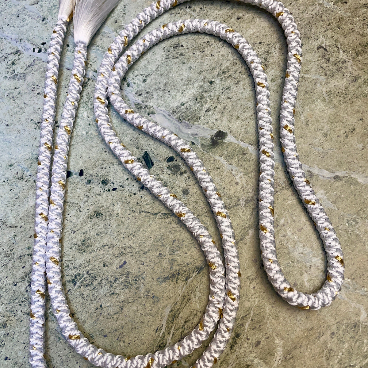 Obijime Round Braided Pale Blue with Gold in Silk