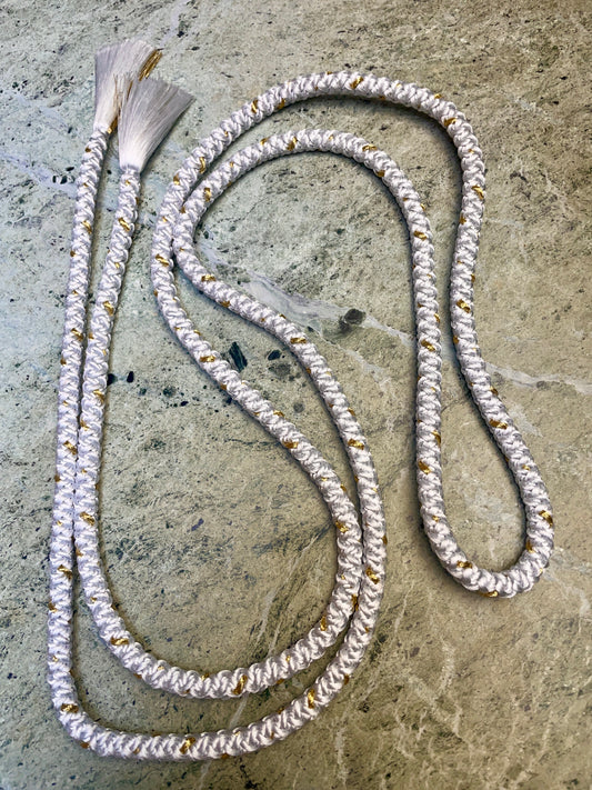 Obijime Round Braided Pale Blue with Gold in Silk