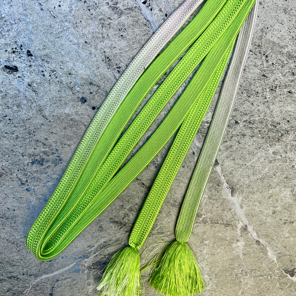 Obijime Belt Flat Lime Green and White