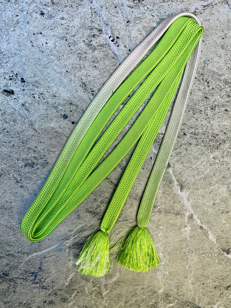 Obijime Belt Flat Lime Green and White