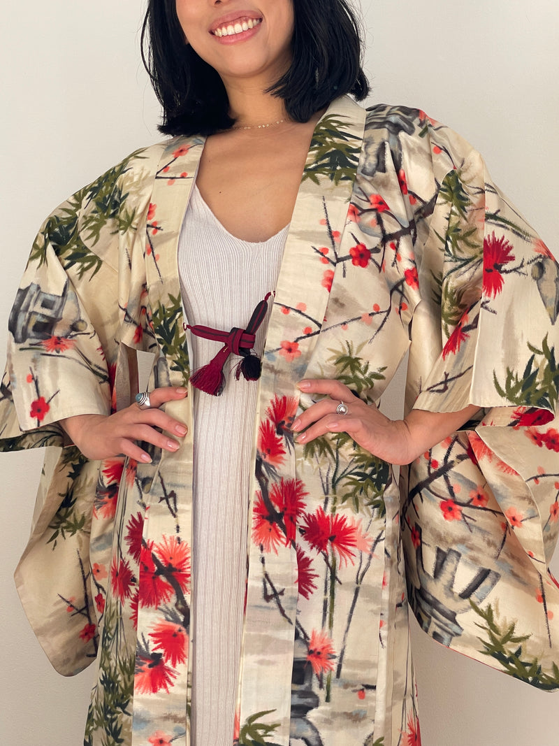 Haori Meisen Antique Japanese Garden in Silk