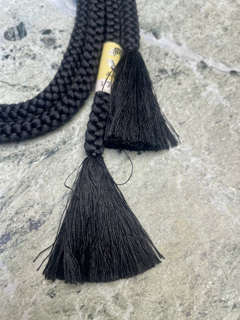 Obijime Belt Round Braid Black in Silk