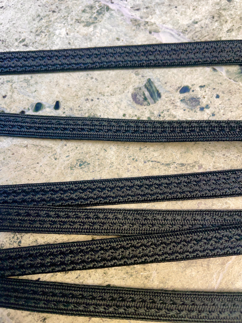 Obijime Belt Flat Black Braid in Silk