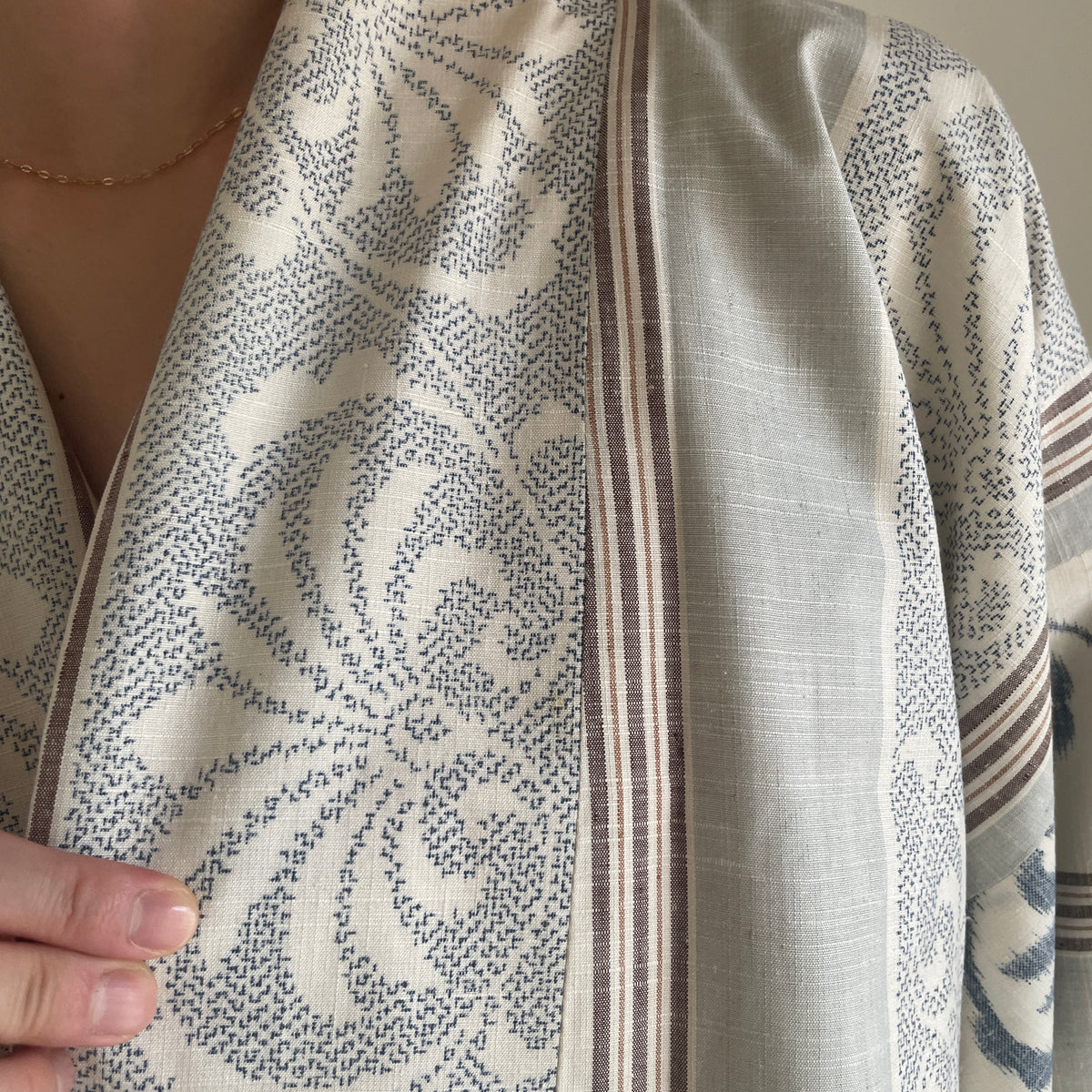Haori Envelope Porcelain Blue Grey in Tsumugi Silk