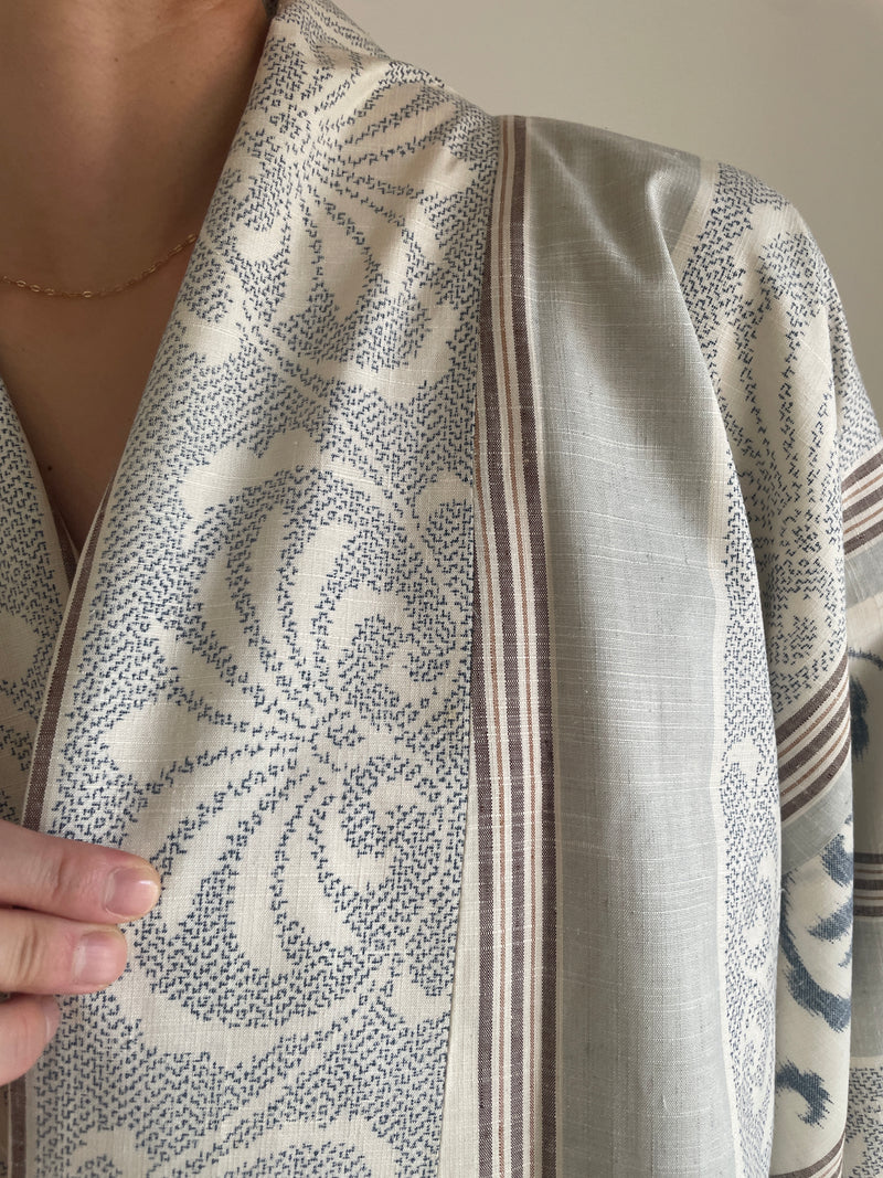 Haori Envelope Porcelain Blue Grey in Tsumugi Silk