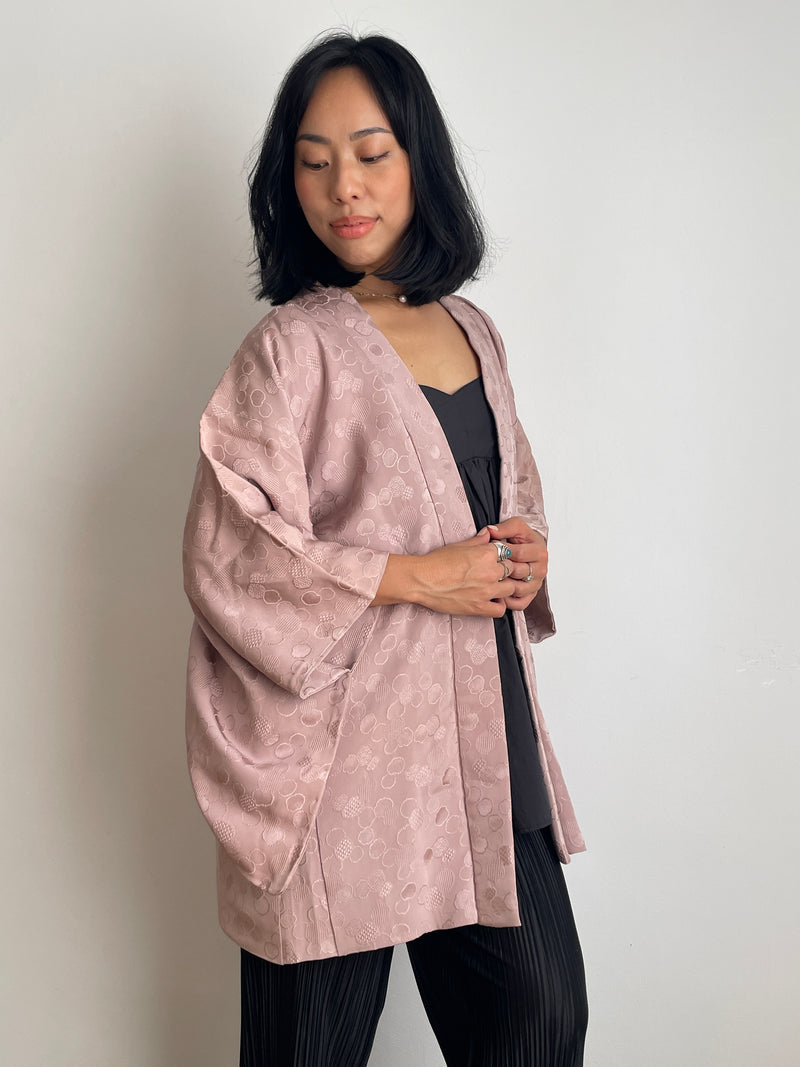 Haori Mauve Lavander with Bubbles Texture in Silk