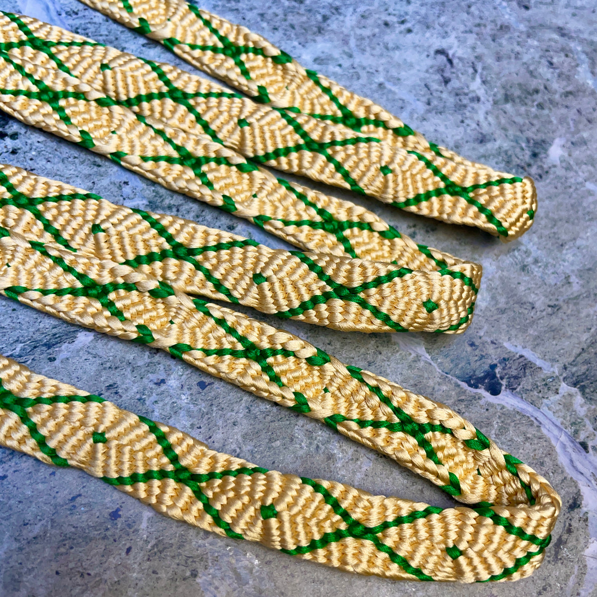 Obijime Belt Flat Yellow and Green Crosses