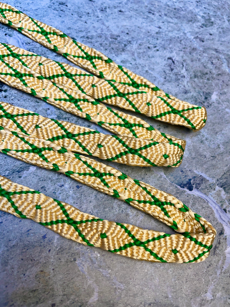 Obijime Belt Flat Yellow and Green Crosses