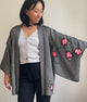 Haori Black Shibori Pink Flowers