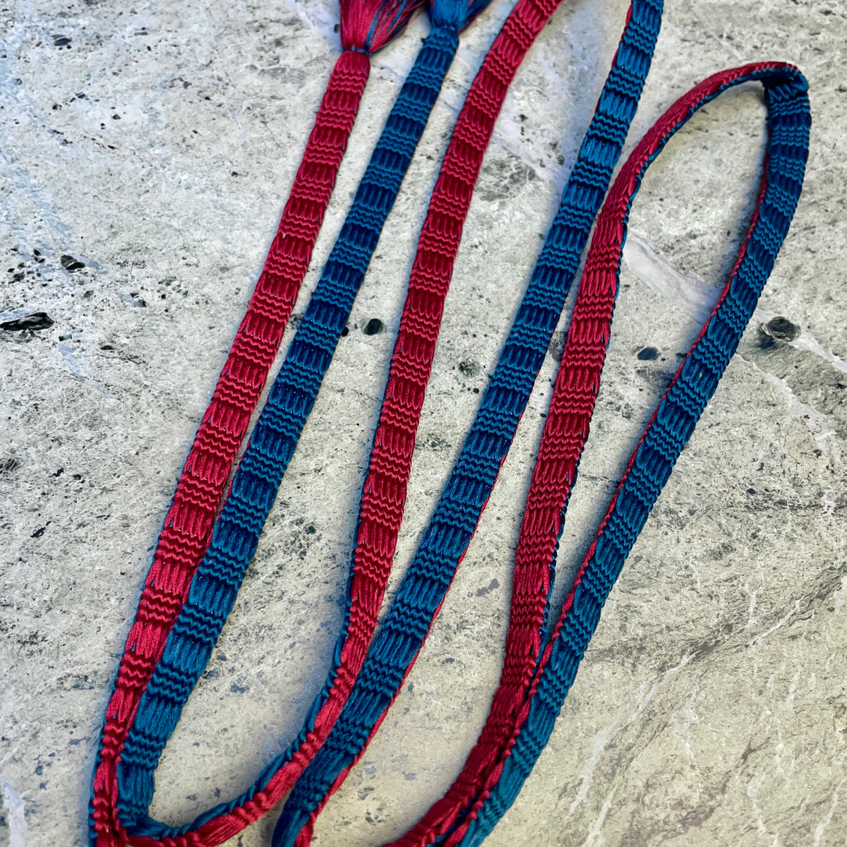 Obijime Belt Flat Red and Blue in Silk