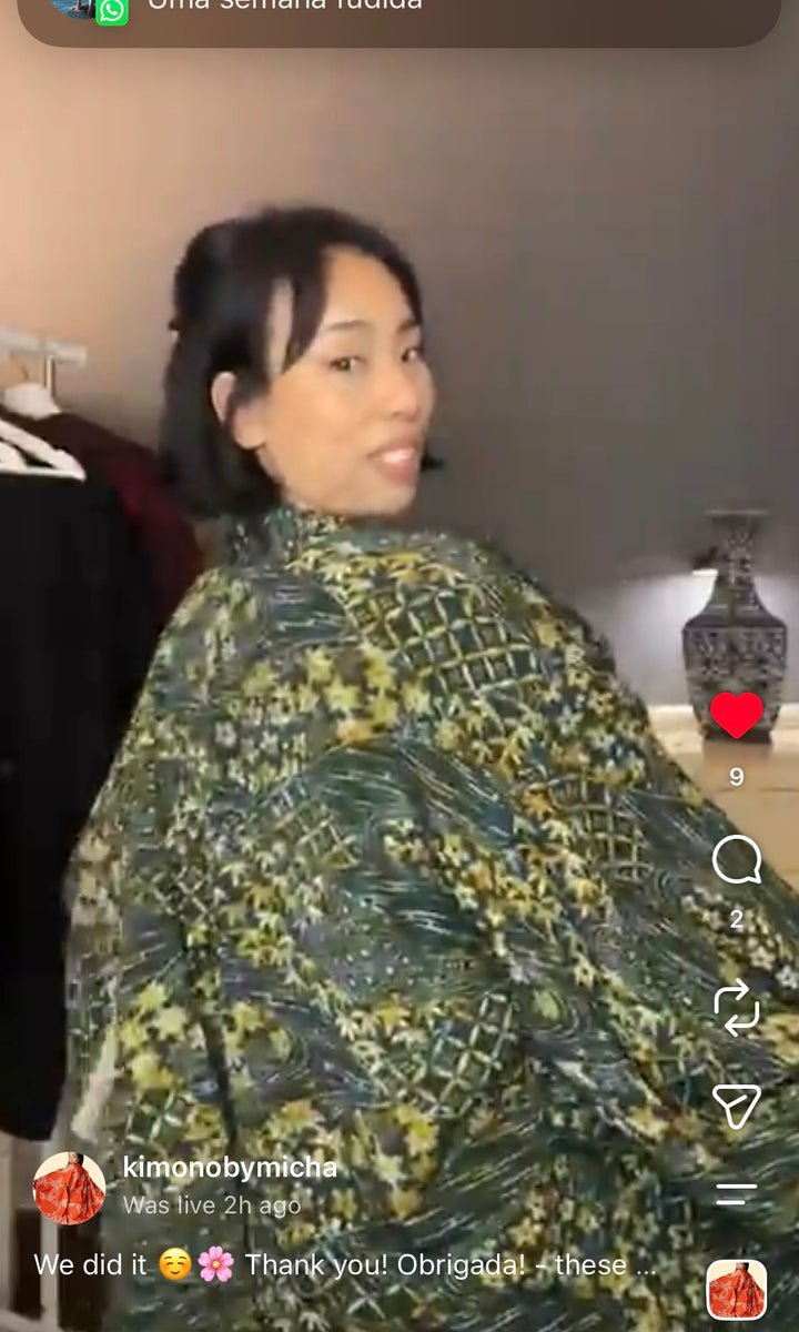 Haori Deep Green with Japanese Garden in Silk