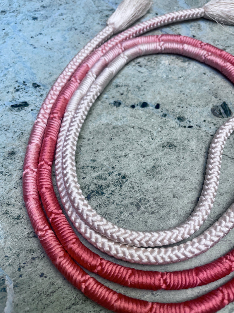 Obijime Belt Round Pink and White Ombre in Silk