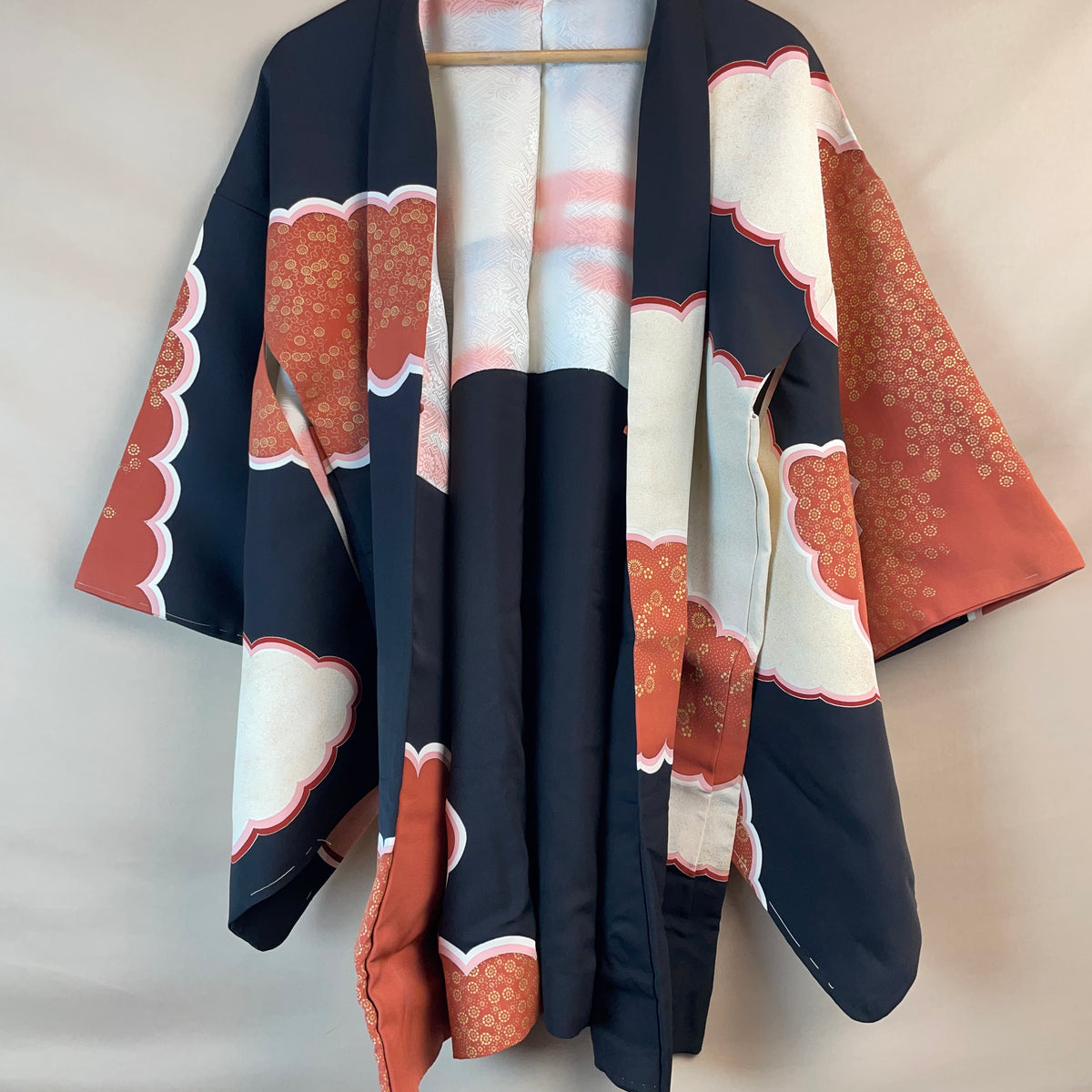 Haori Black and Pink Clouds