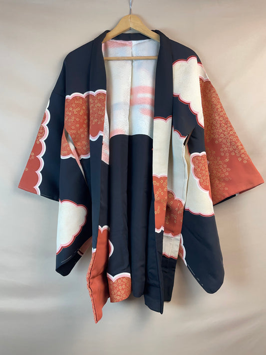 Haori Black and Pink Clouds