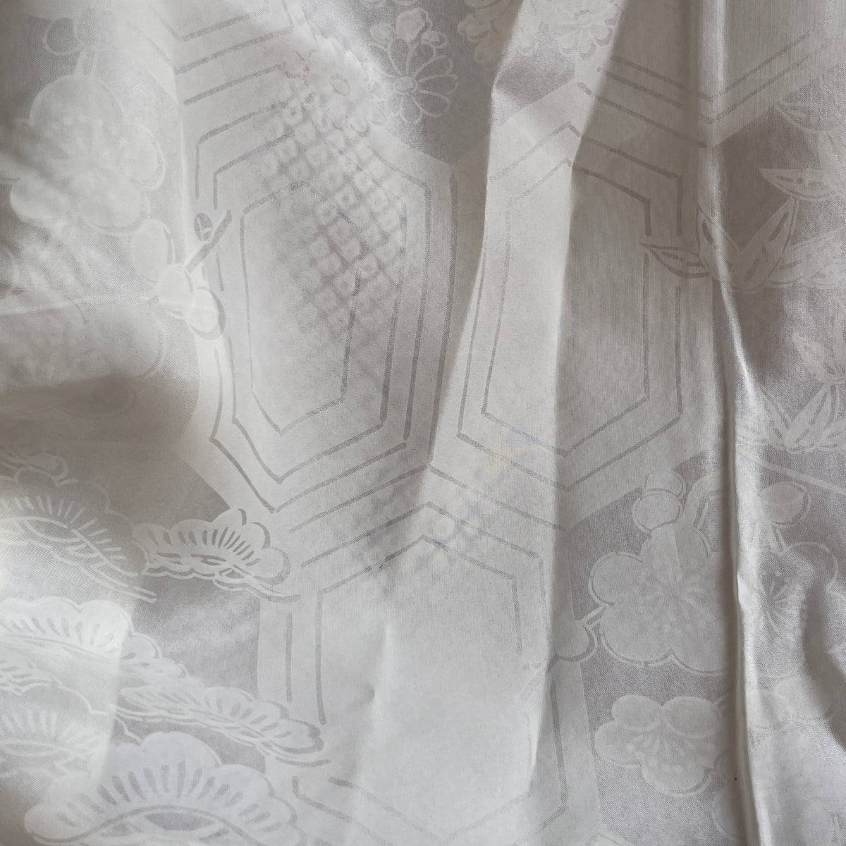 Haori Clouds Grey in Shibori Technique in Silk