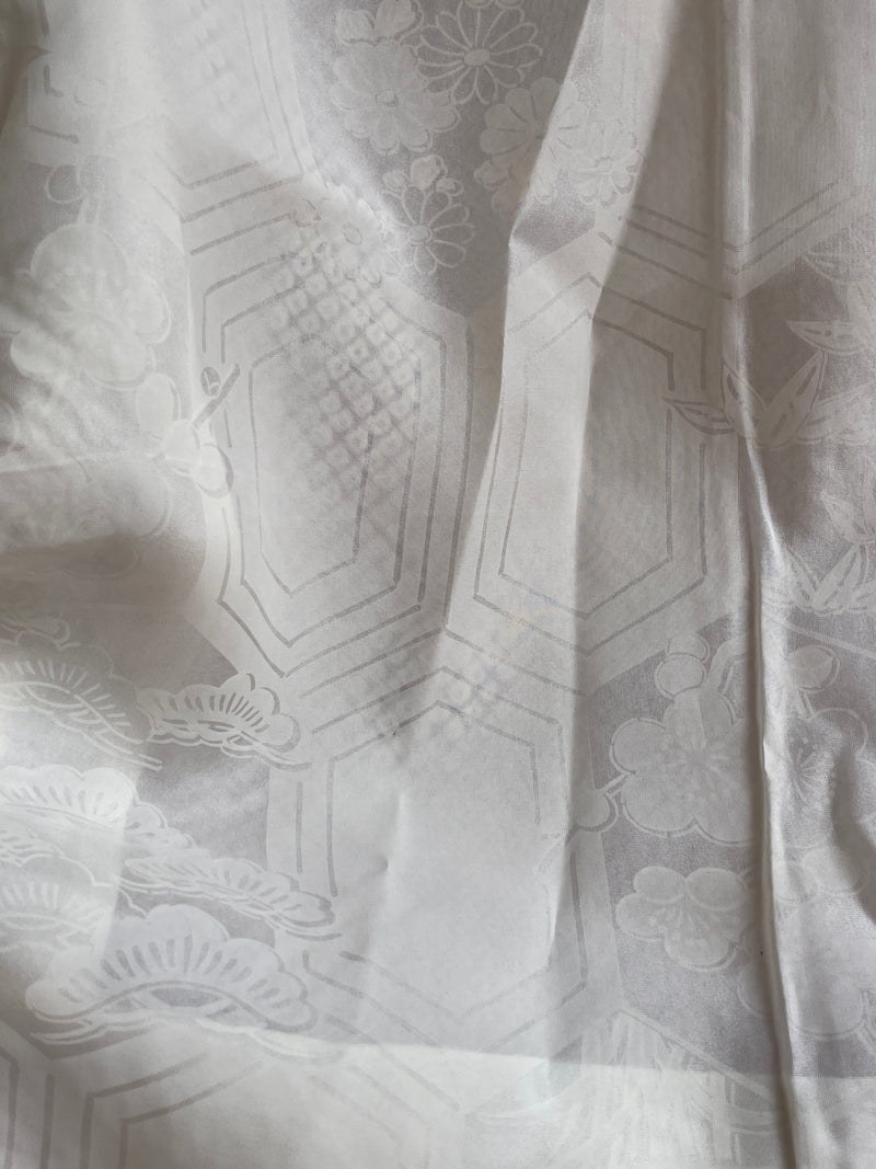 Haori Clouds Grey in Shibori Technique in Silk
