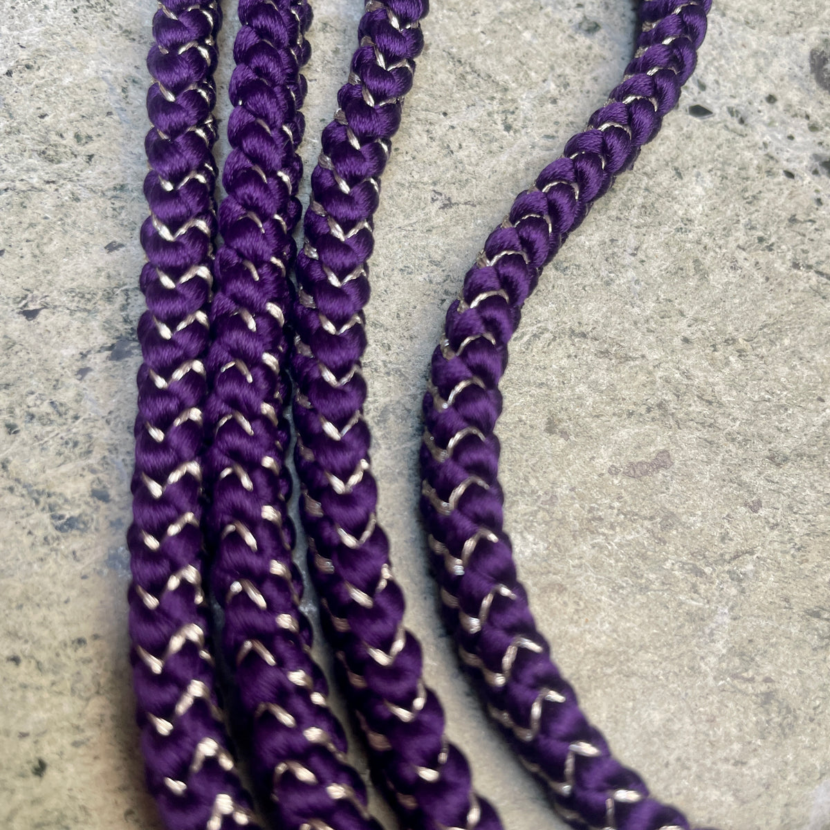 Obijime Belt Flat Braided Deep Purple with Gold in Silk