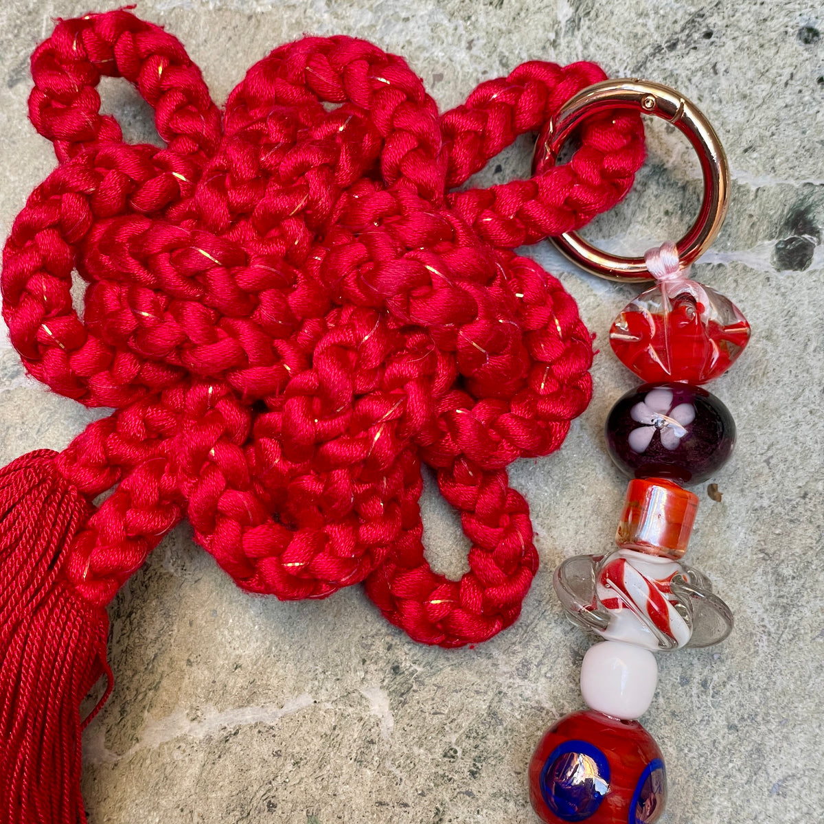 Obijime Bag Charm - Cherry Red In Silk