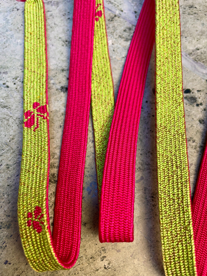 Obijime Belt Flat in Green Lime and Magenta in Silk
