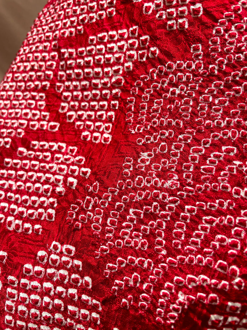 Haori Jacket Shibori Technique Dark Red in Silk
