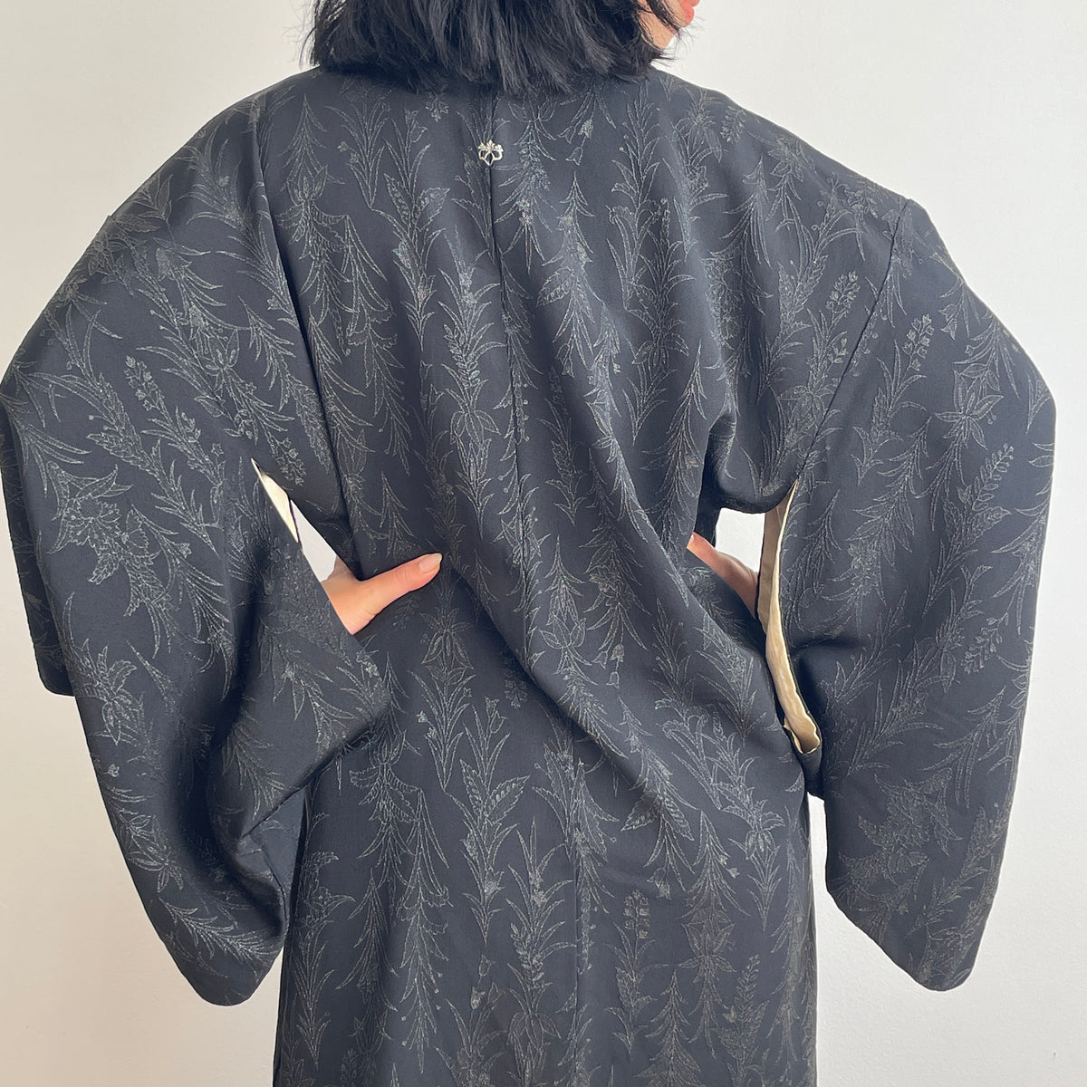 Haori Black with Black Metallic Embroidery in Silk