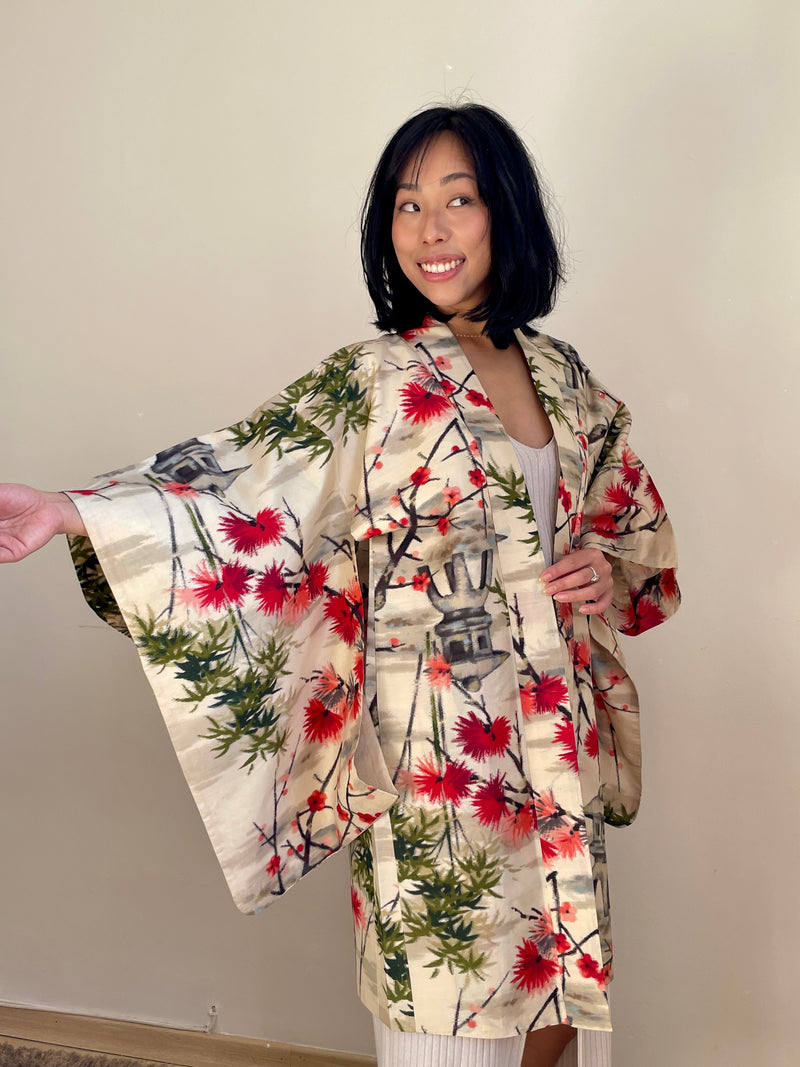 Haori Meisen Antique Japanese Garden in Silk