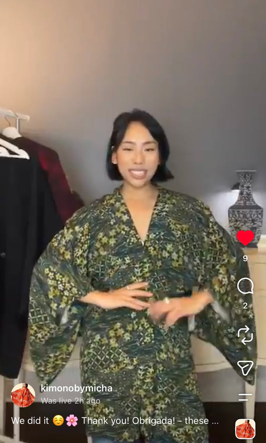 Haori Deep Green with Japanese Garden in Silk